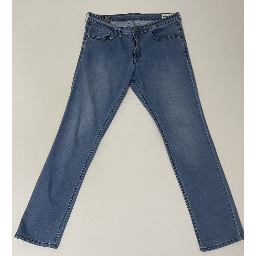 Buffalo David Britton Axel Jeans Mens 36x34 Slim Stretch Straight Light Wash - Picture 1 of 7